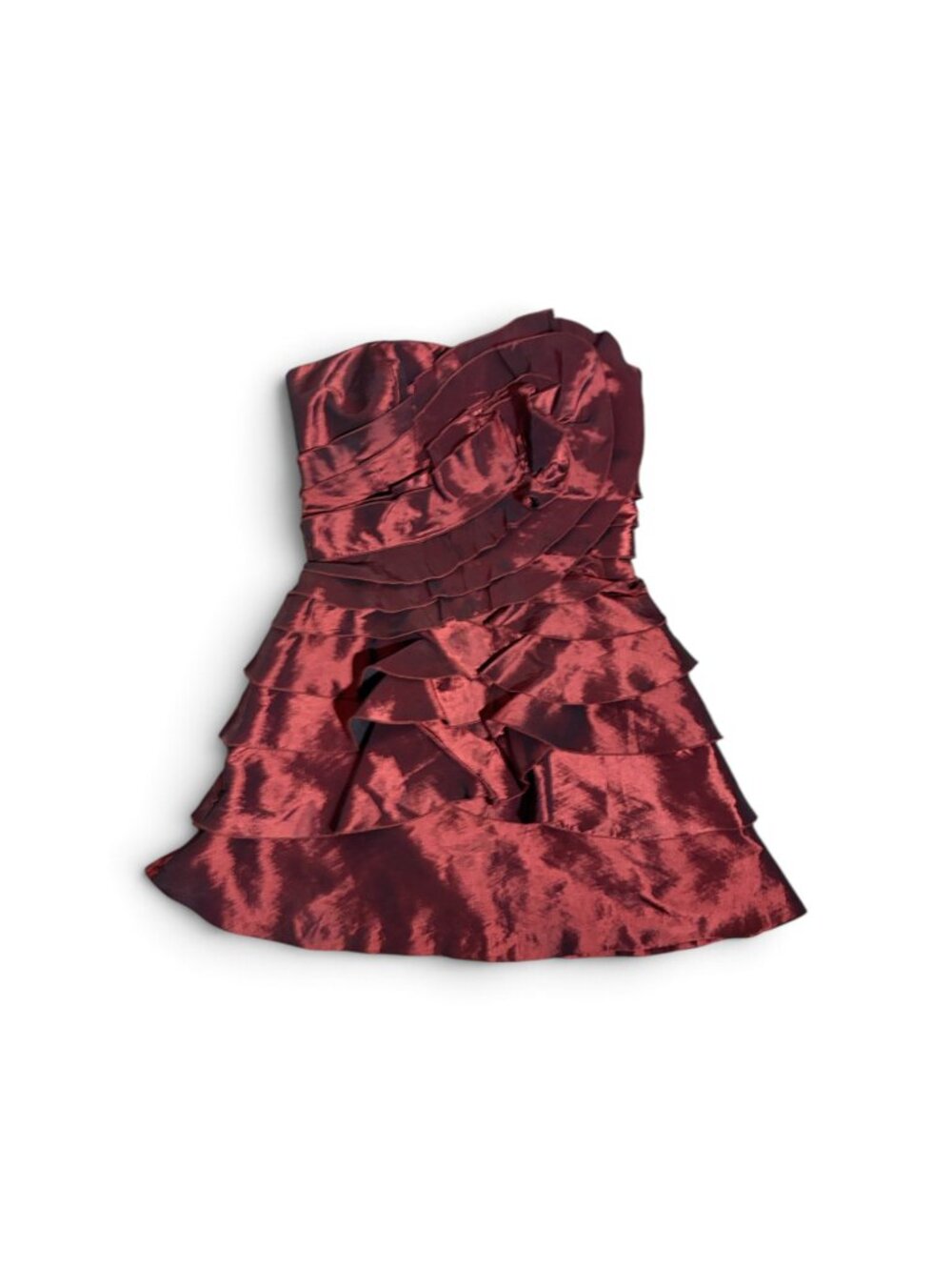 BCBGeneration Strapless Tiered Ruffle Mini Dress Burgundy Size 4